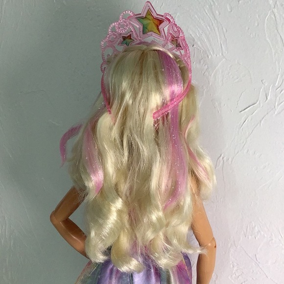Barbie 28” Doll Tie Dye Sparkle hair with Crown and hair brush EUC - Picture 10 of 11